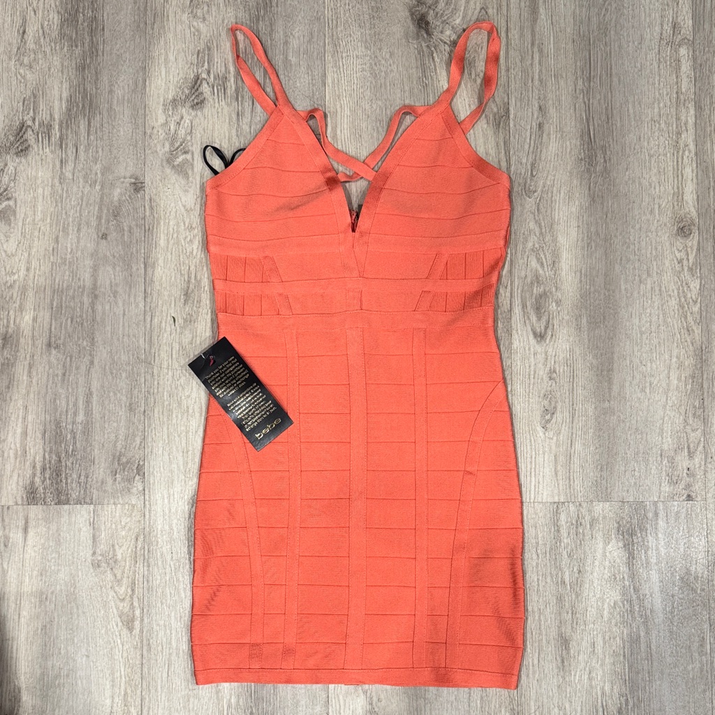 Bebe Coral Bandage Crisscross Top Dress